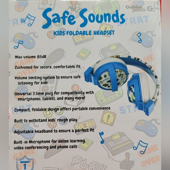 Gabba Goods Premium Kids Over Ear Safe Sound Headphones - Picture 2 of 3